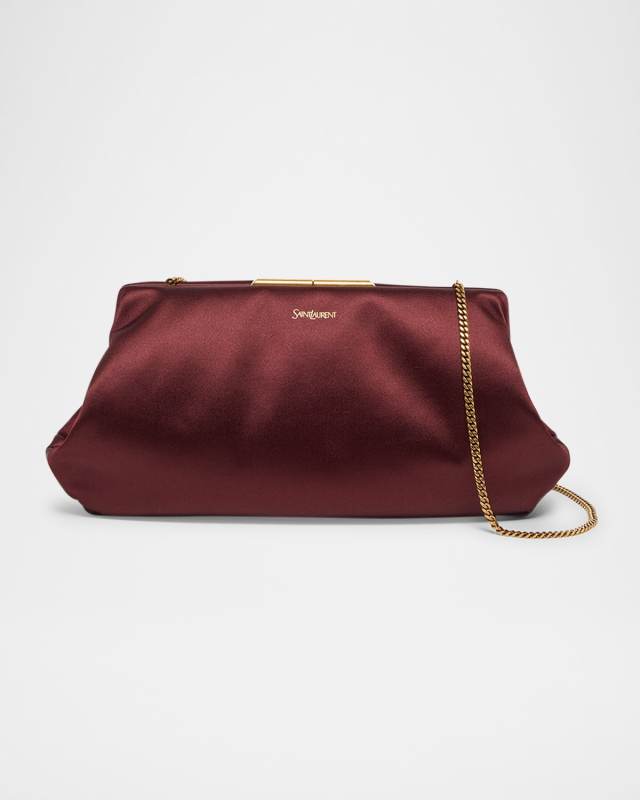 Small Clutch Bag in Satin with Chain